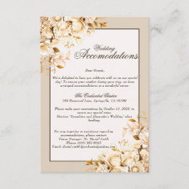 Elegant guld- och elfenbensblommig bröllopsinbjuda tilläggskort