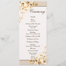 Elegant guld- och elfenbensblommig vigselbröllopsf program
