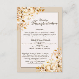 Elegant Guld och Elfenbenskusten Blommigt Bröllop  Tilläggskort