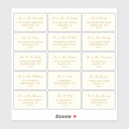 Elegant Guld och Elfenbenskusten Bröllop Adress Klistermärken