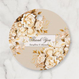 Elegant Guld och Elfenbenskustens Blommigt Bröllop Gåvor Etiketter