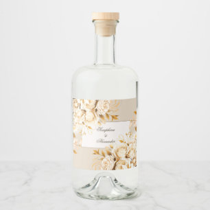 Elegant Guld och Elfenbenskustens Blommigt Bröllop Spritflaskor Etikett