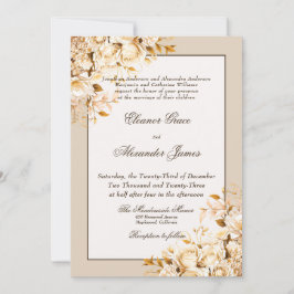 Elegant Guld och Elfenbenskustens Blommigt Formell Inbjudningar