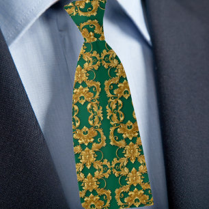 Elegant Guld och Emerald Necktie Slips