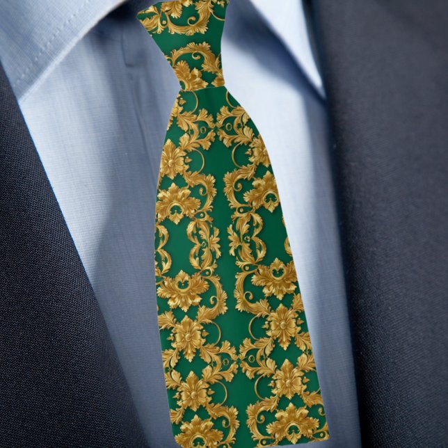 Elegant Guld och Emerald Necktie Slips (Skapare uppladdad)