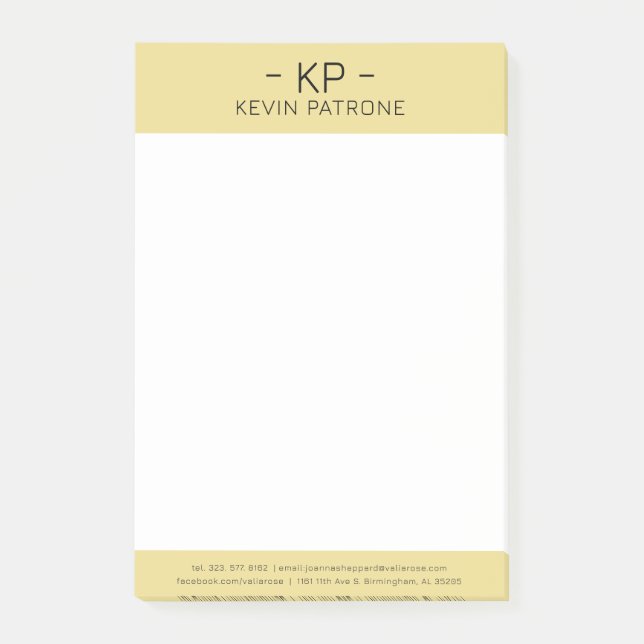 Elegant Guld och Grått minimalistisk typografi Post-it Block (Framsida)