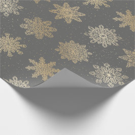 Elegant Guld och Grått Snowflake jul Mönster Presentpapper