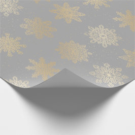 Elegant Guld och Grått Snowflake jul Mönster Presentpapper