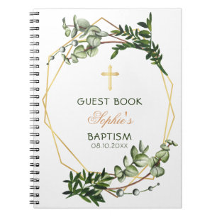Elegant Guld och Grönt Botaniskt baptism Gäst Bo Anteckningsbok