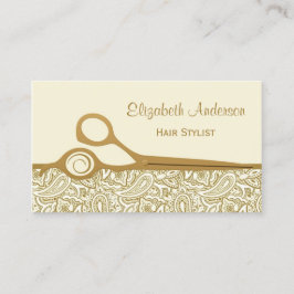 Elegant Guld och Ivory Paisley Hair Salon Visitkort