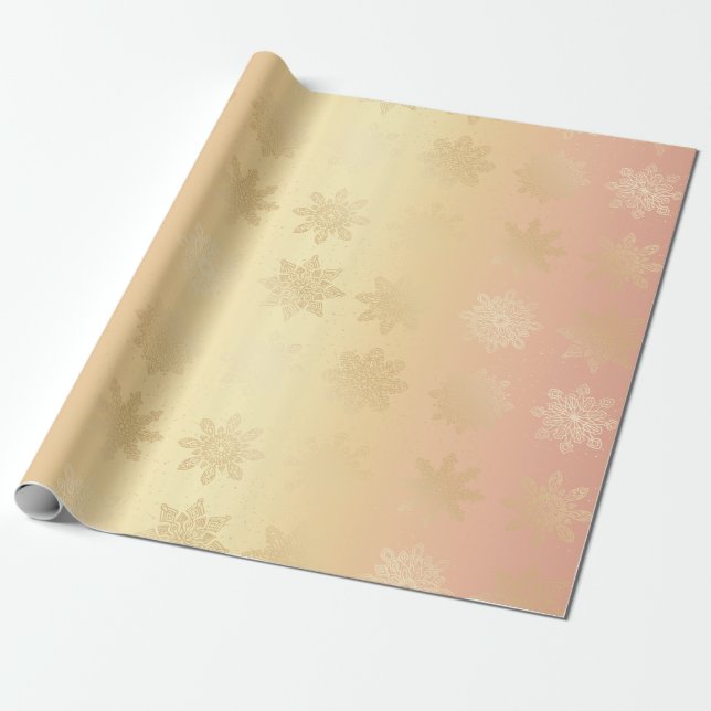 Elegant Guld och kopparsnöflaken Mönster Presentpapper (Utrullad)