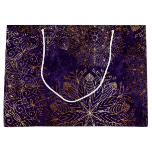 Elegant Guld och Lila Blommigt Mandala Mönster