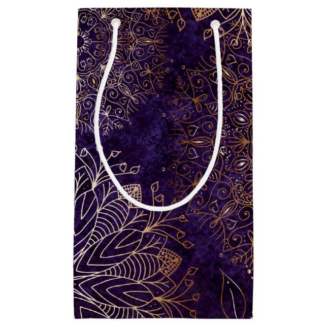 Elegant Guld och Lila Blommigt Mandala Mönster (Framsidan)