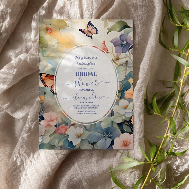 Elegant Guld och Lila Butterfly Möhippa Inbjudningar (Skapare uppladdad)