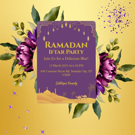Elegant Guld och Lila Ramadan Iftar Party Inbjudningar
