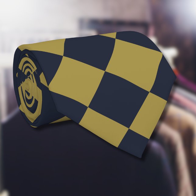 Elegant Guld och marinblå diamanten Mönster Slips (Skapare uppladdad)