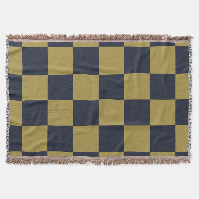 Elegant Guld och marinblå Mönster som kontrollerat Filt (Framsidan)