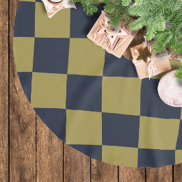 Elegant Guld och marinblå Mönster som kontrollerat Julgransmatta Borstad Polyester