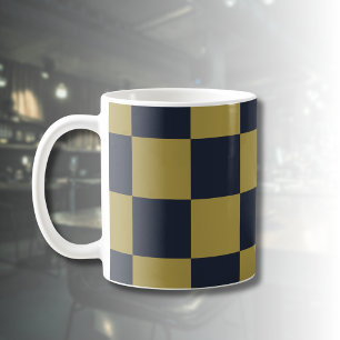 Elegant Guld och marinblå Mönster som kontrollerat Kaffemugg