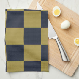 Elegant Guld och marinblå Mönster som kontrollerat Kökshandduk