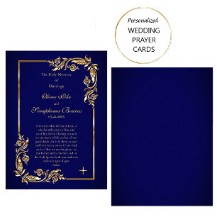 Elegant Guld och Mörk blått Bröllop Prayer Card Placeringskort