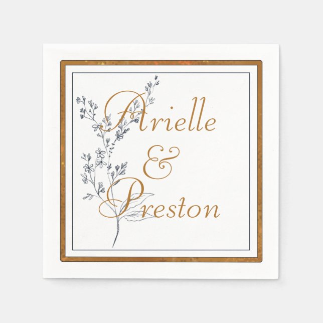 Elegant Guld och Pappersservett Navy (Framsidan)