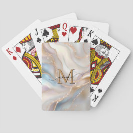 Elegant Guld och Pärlemor Monogram Namn Personlig Casinokort