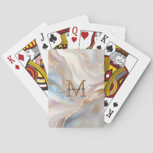 Elegant Guld och Pärlemor Monogram Namn Personlig Casinokort