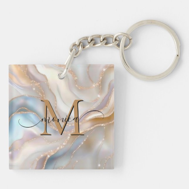 Elegant guld- och pärlmonogramnamn personlig (Baksidan)