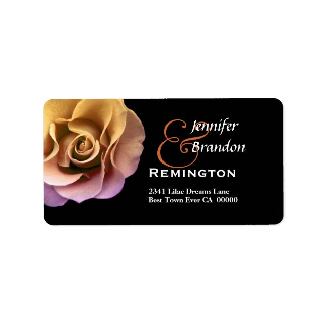 Elegant Guld och Peach Sunset Ro Adressetikett (Framsidan)
