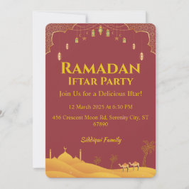 Elegant Guld och Red Ramadan Iftar Party Inbjudningar