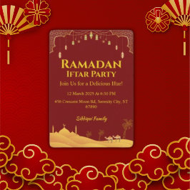 Elegant Guld och Red Ramadan Iftar Party Inbjudningar