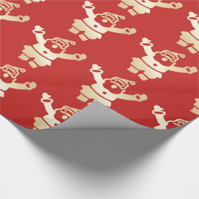 Elegant Guld och Röda Jultomten, Mönster Presentpapper (Hörn)