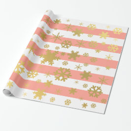 Elegant Guld och Rosa Jul Snowflake Mönster Presentpapper