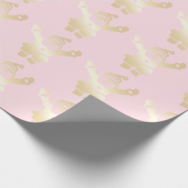 Elegant Guld och Rosa Jultomten, Mönster Presentpapper (Hörn)