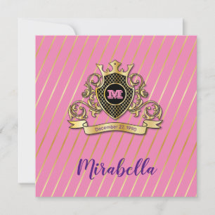 Elegant Guld och Rosa Monagram Fashioned design Inbjudningar