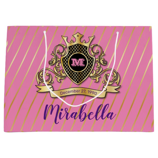Elegant Guld och Rosa Monogram Design (Framsidan)