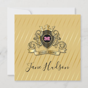 Elegant Guld och Rosa Monogram Fashiated Design Inbjudningar