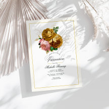 Elegant guld- och rosafärgad blomster-quinceañera-