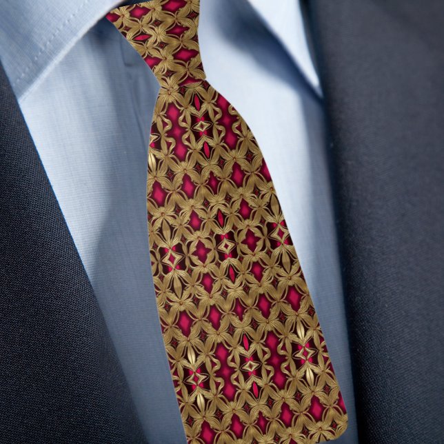 Elegant Guld och Ruby Mönster Necktie Slips (Skapare uppladdad)