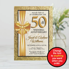 Elegant guld och svart 50-års bröllopsjubileum inbjudningar