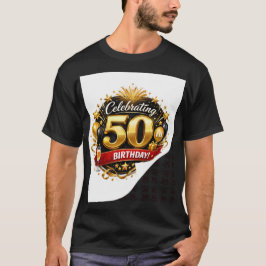 Elegant guld och svart 50-årsfirande t shirt