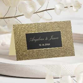 Elegant Guld och Svart Bröllop Placeringskort