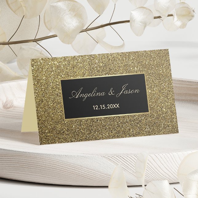 Elegant Guld och Svart Bröllop Placeringskort (Skapare uppladdad)