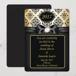 Elegant Guld och svart fack Inbjudningar