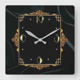 Elegant guld och svart fyrkantig klocka
