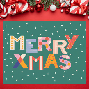 Elegant Guld och svart geometrisk Mönster Julkort