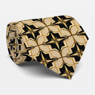 Elegant guld- och svart geometrisk mönster slips