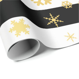 Elegant Guld och svart jul Snowflake Mönster Presentpapper