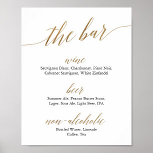 Elegant guld- och svart kalligrafi Barskylt Poster